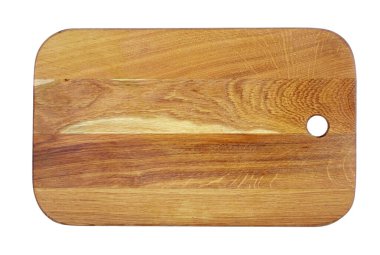 Meşe mutfak doğrama tahtası beyaza izole edilmiş..