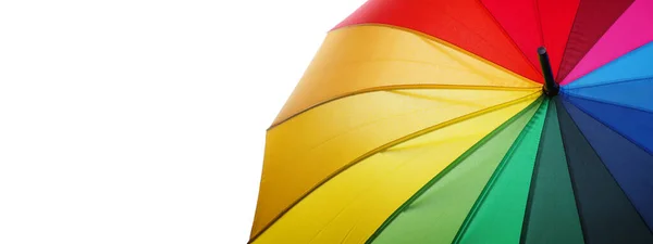 Farben Des Regenbogens Bunte Schirme Großaufnahme Regenbogenschirm Isoliert Auf Einem — Stockfoto