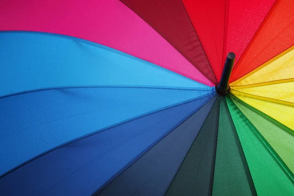 Farben Des Regenbogens Bunte Schirme Großaufnahme Regenbogenschirm — Stockfoto