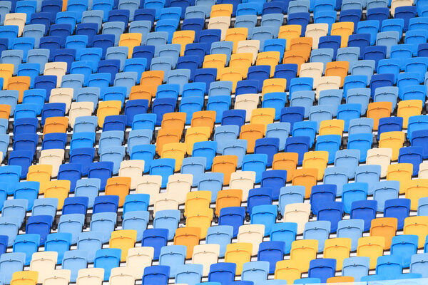 Empty grandstand of the football stadium