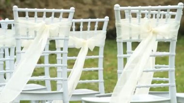  Ipek kurdele beyaz düğün koltukları