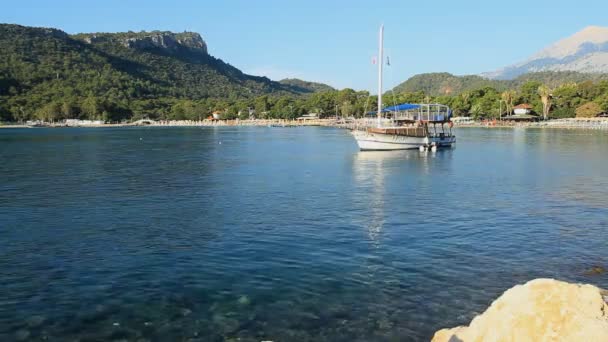 Yate Fondeado Mar Antalya Turquía — Vídeos de Stock