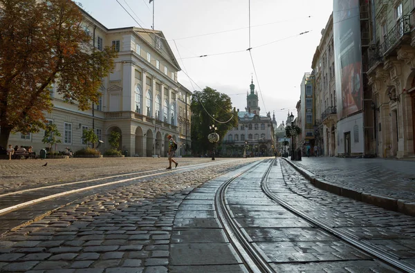 Marktplatz in lviv, Ukraine. — Stockfoto