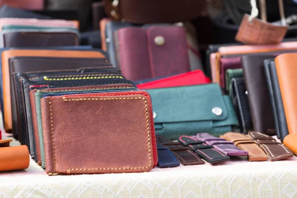 Leather purses at the market