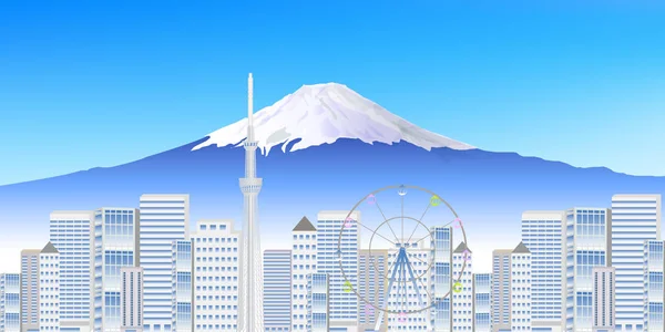 Fuji Tokio Paisaje Fondo — Vector de stock