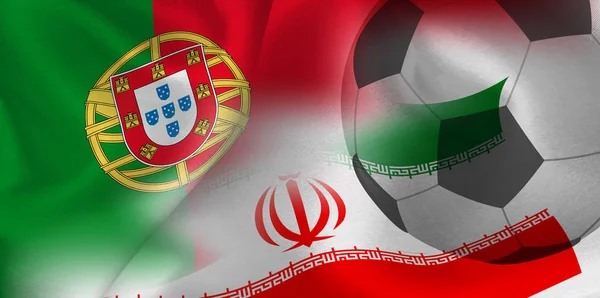Portugal Irán Bandera Nacional Pelota Fútbol — Archivo Imágenes Vectoriales
