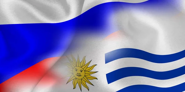 Russie Uruguay Drapeau National Ballon Football — Image vectorielle