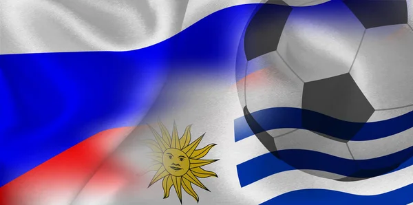 Rusia Uruguay Bandera Nacional Pelota Fútbol — Archivo Imágenes Vectoriales