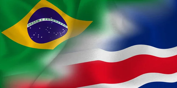 Brasil Costa Rica Bandera Nacional Pelota Fútbol — Archivo Imágenes Vectoriales