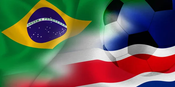 Brésil Costa Rica Drapeau National Ballon Football — Image vectorielle