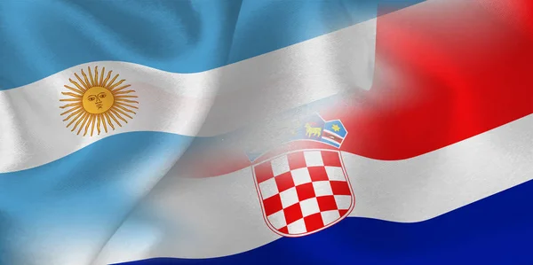 Argentine Croatie Drapeau National Ballon Football — Image vectorielle