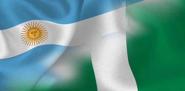 Argentina Nigéria Bola Futebol Bandeira Nacional —  Vetores de Stock