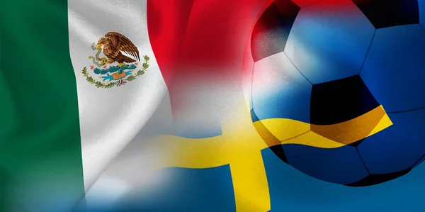 México Suecia Bandera Nacional Pelota Fútbol — Archivo Imágenes Vectoriales