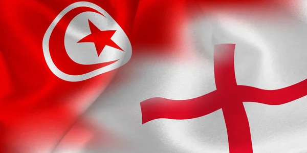 Tunisie Angleterre Drapeau National Ballon Football — Image vectorielle