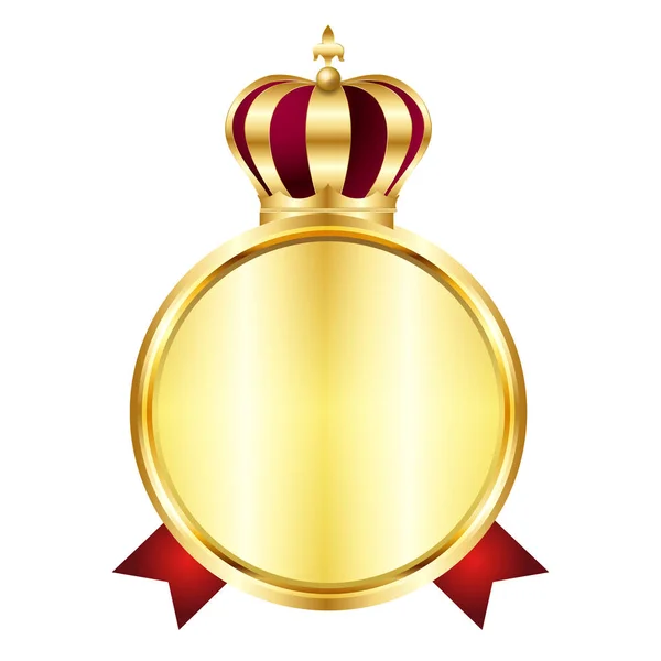 Medalla Corona Icono Oro — Archivo Imágenes Vectoriales