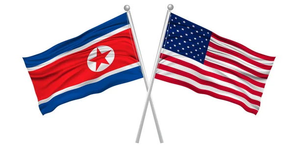 Estados Unidos Ícone Bandeira Coreia Norte — Vetor de Stock