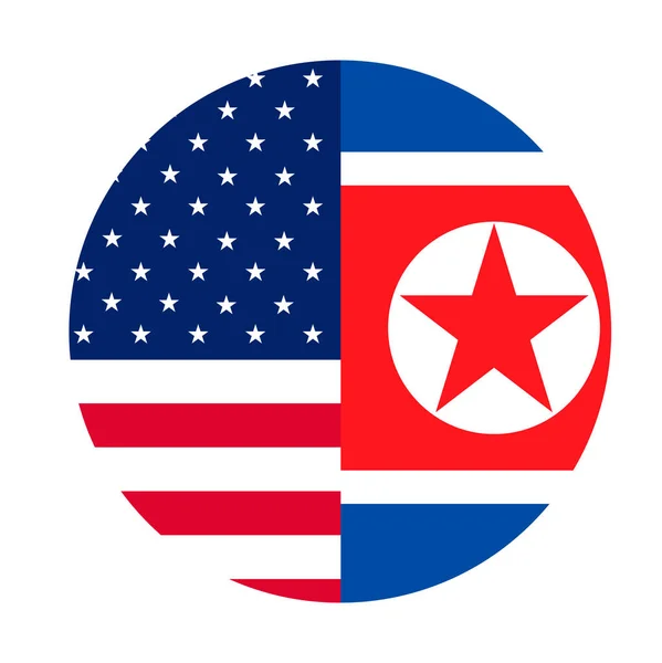 Estados Unidos Ícone Bandeira Coreia Norte — Vetor de Stock