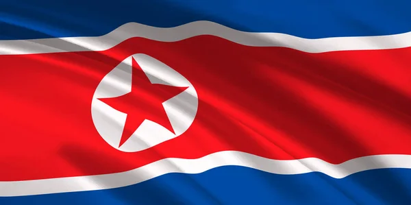 Bandeira Norte Coreana Fundo Seda — Vetor de Stock