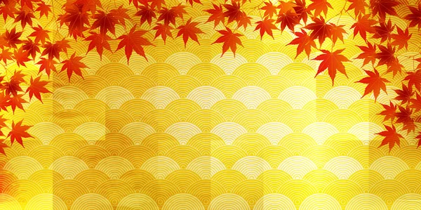 Otoño Hojas Caída Japonés Papel Fondo — Vector de stock