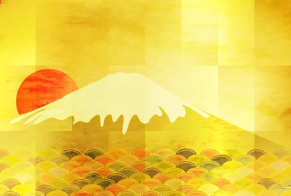 日本富士新年卡纸背景 — 图库矢量图片
