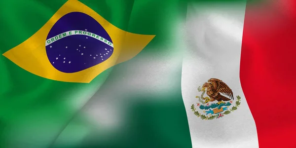 Piłka Nożna Meksyk Brazylia Flaga Narodowa — Wektor stockowy