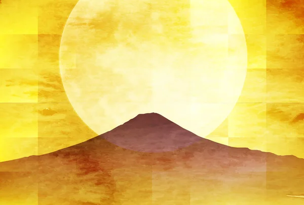 Fuji Sunrise Vollmond Icon — Stockvektor