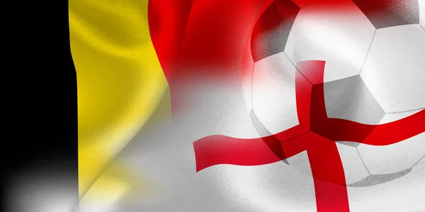 Bélgica Inglaterra Bola Futebol Bandeira Nacional —  Vetores de Stock