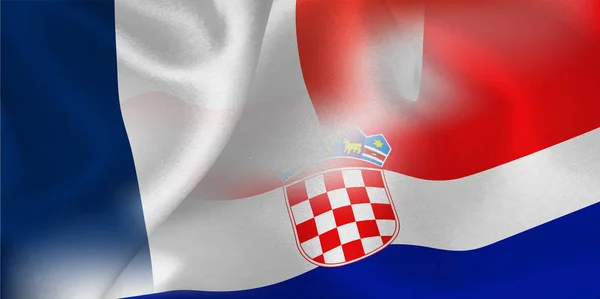 Piłka Nożna Francja Chorwacja Flaga Narodowa — Wektor stockowy
