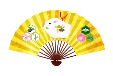 yaban domuzu yeni yıl kartı Kadomatsu simgesi