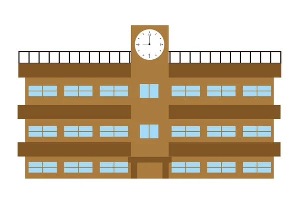 Bâtiment Scolaire Horloge Icône — Image vectorielle