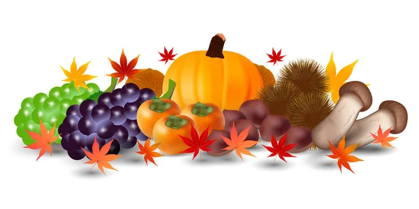 Autumn Taste Pumpkin Grape Icon — Stock Vector