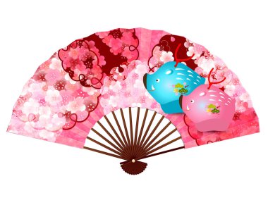 Yaban domuzu yeni yıl kartı Erik simgesi