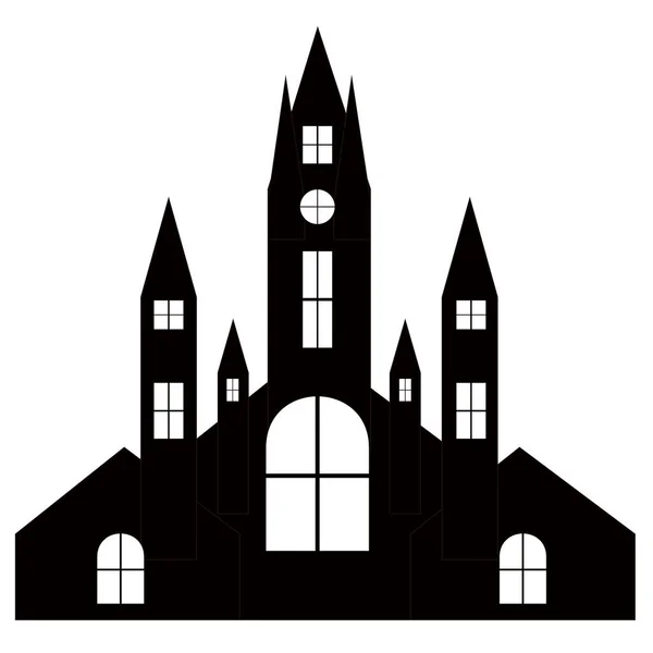 Halloween Castle Church Silhouette — Stock Vector