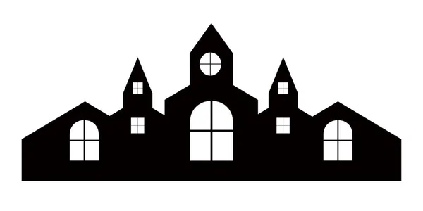 Halloween Slott Kyrkliga Siluett — Stock vektor