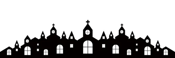 Halloween Slott Kyrkliga Siluett — Stock vektor