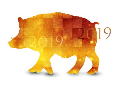 Yaban domuzu yeni yıl kartı Japon kağıt simgesi