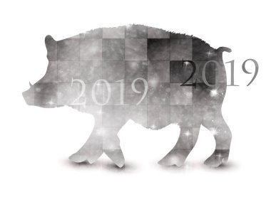 Yaban domuzu yeni yıl kartı Japon kağıt simgesi