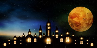 Cadılar Bayramı sonbahar kale arka plan