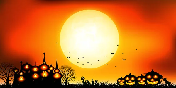 Podzimní Halloween Hrad Pozadí — Stockový vektor