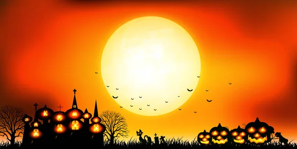 Halloween Otoño Castillo Fondo — Vector de stock