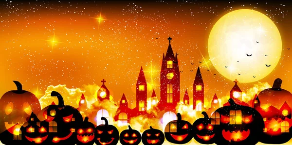 Halloween Outono Castelo Fundo —  Vetores de Stock