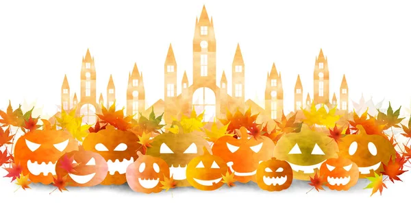 Hrad Halloween Podzim Pozadí — Stockový vektor