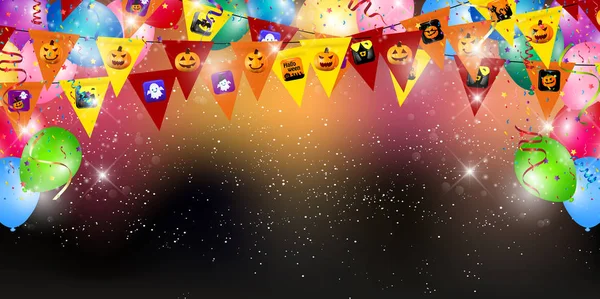 Halloween Pompoen Vlag Achtergrond — Stockvector