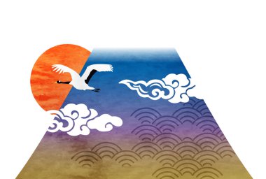 Fuji yılbaşı kartı Japonya simgesi