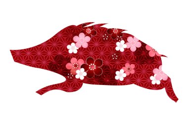 yaban domuzu yeni yıl kartı erik çiçeği simgesi