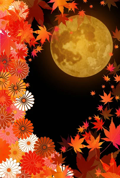 月ビュー紅葉秋の背景 — ストックベクタ