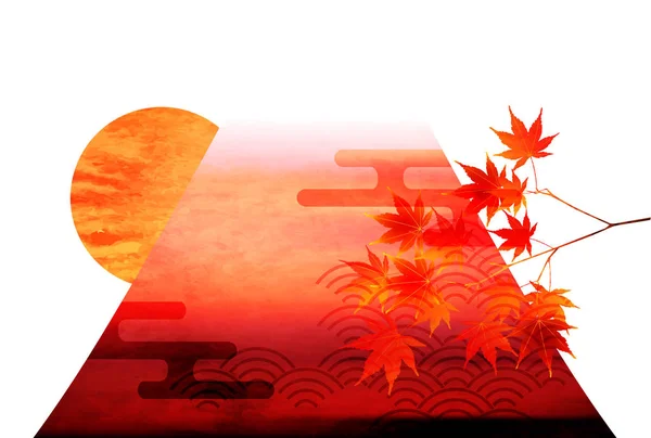 Осіннє Листя Осінні Фон Fuji — стоковий вектор