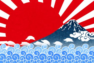 yaban domuzu yeni yıl kartı Fuji arka plan