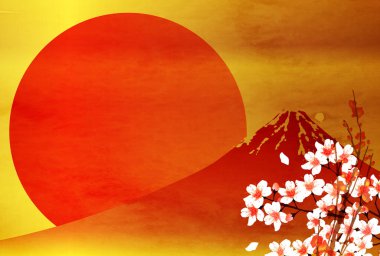 Fuji Japon Washi yılbaşı kartı arka plan