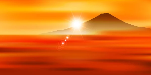 Fuji Sunrise Powitanie Karta Tło — Wektor stockowy